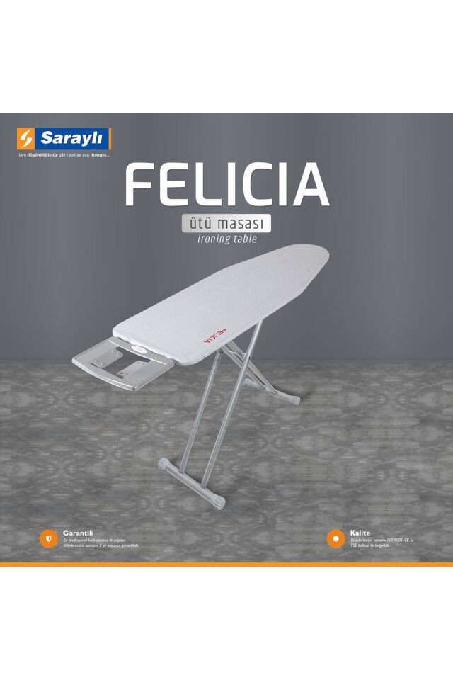 Xxx Felicia Çelik Tabanlı Ütü Masası Monoblok Tabla 150x42x90 Cm