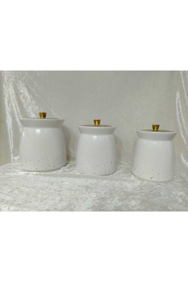 3 Lü Tezgah Üstü Porselen Baharatlık